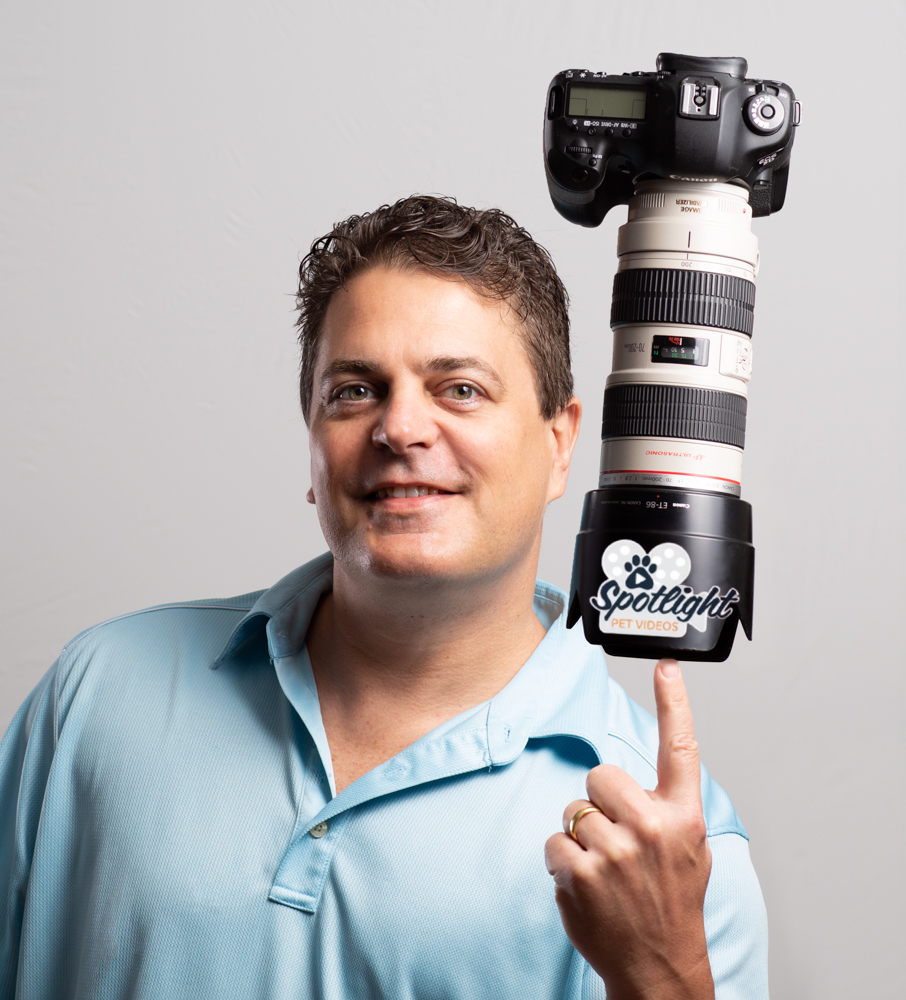 Jim Zielinski behind the camera on a Spotlight Pet Videos shoot
